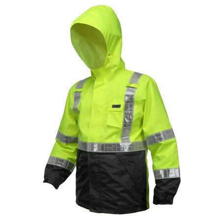 MCR SAFETY Garments, Breathable Pu/Poly, Class 3 Jacket W/ H, X4 598SJHX4